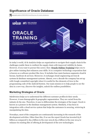 Significance of Oracle Database