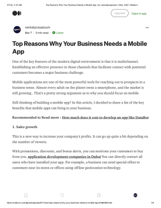 Top Reasons Why Your Business Needs a Mobile App