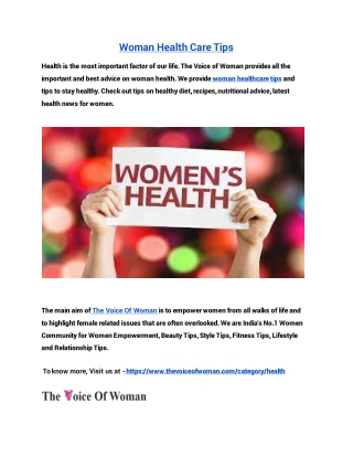 Woman Health Care Tips