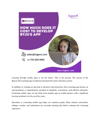 How Much Does It Cost To Develop BYJU's app