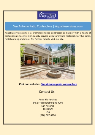 San Antonio Patio Contractors | Aquabluservices.com