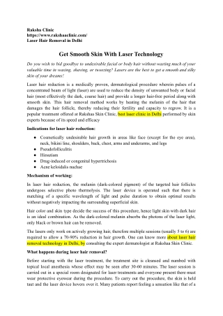 Get Smooth Skin With Laser Technology
