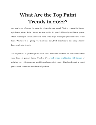 What Are the Top Paint Trends in 2022?