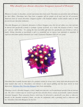 Why should you choose chocolate bouquets instead of flowers?