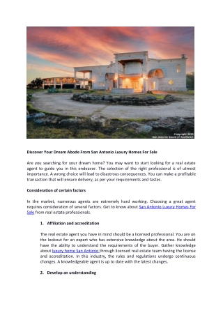 Discover Your Dream Abode From San Antonio Luxury Homes For Sale