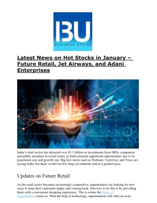Latest News on Hot Stocks in January – Future Retail, Jet Airways, and Adani Enterprises