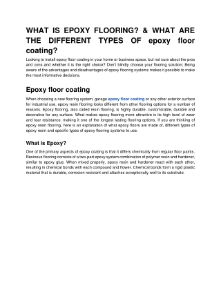 WHAT IS EPOXY FLOORING_ & WHAT ARE THE DIFFERENT TYPES OF epoxy floor coating