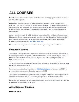 COURSES for Class XI and XII - offered by cbse-icse-jee-neet