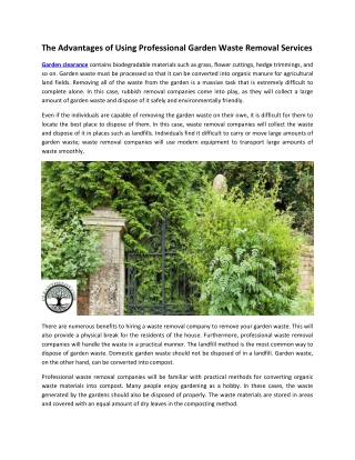 Benefits of Hiring A Professional Garden Waste Removal Services