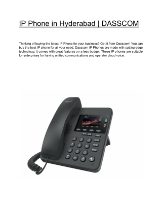 IP Phone in Hyderabad | DASSCOM