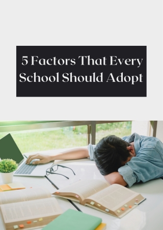 5 Factors That Every School Should Adopt