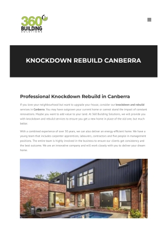 Knock Down Rebuild Canberra