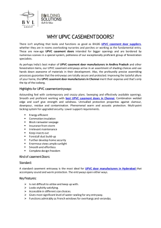 WHY UPVC CASEMENT DOORS