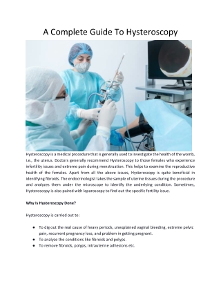 A Complete Guide To Hysteroscopy