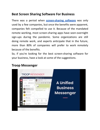 Best Screen Sharing Software For Business