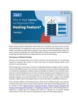 Why Is High Uptime an Important Web Hosting Feature