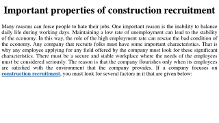 Construction recruitment