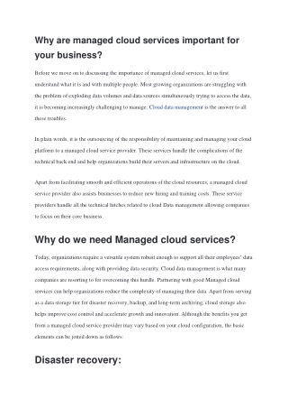 Why are managed cloud services important for your business