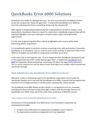 QuickBooks Error 6000 Solutions