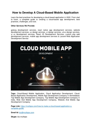 How to Develop A Cloud-Based Mobile Application