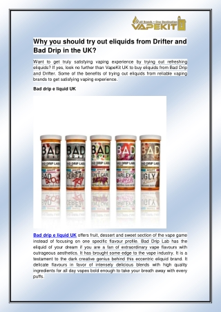 Bad drip e liquid UK