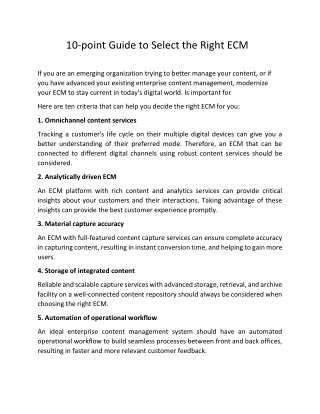 10-point Guide to Select the Right ECM