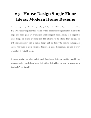25  House Design Single Floor Ideas: Modern Home Designs