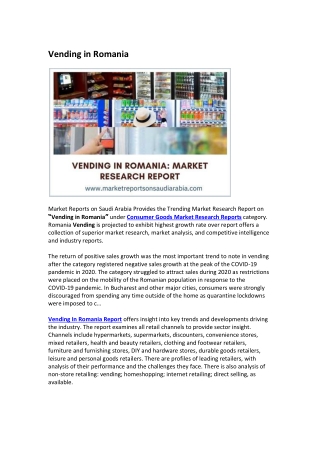 Romania Vending Market Research Report 2026