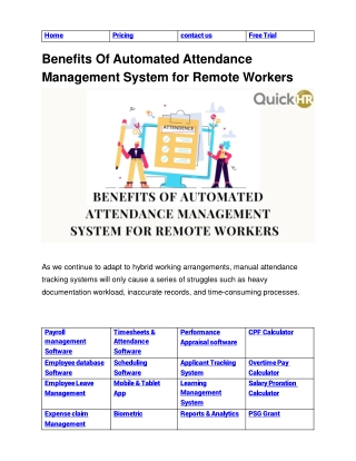 Remote Workers Can Benefit From An Automated Attendance Management System