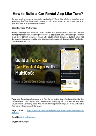 How To Build Peer to Peer Car Rental Apps Like Turo?