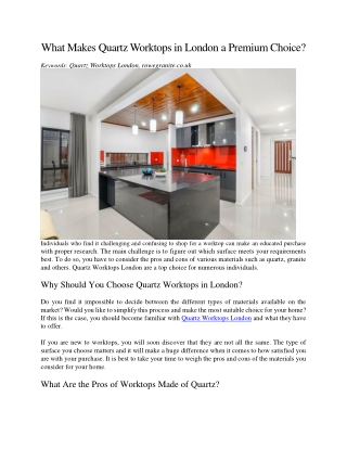 What Makes Quartz Worktops in London a Premium Choice