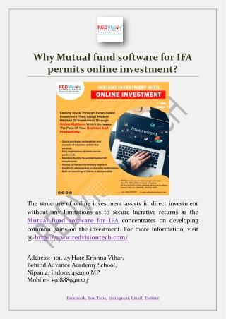 Why Mutual fund software for IFA permits online investment