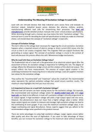 Understanding The Meaning Of Excitation Voltage In Load Cells