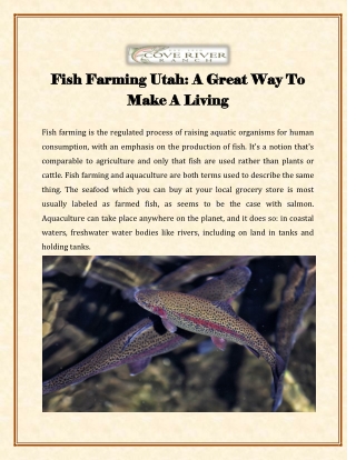 Fish Farming Utah A Great Way To Make A Living