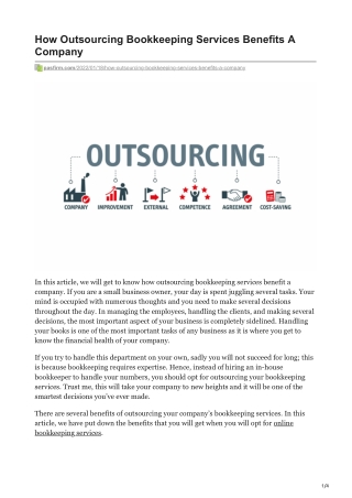 How Outsourcing Bookkeeping Services Benefits A Company