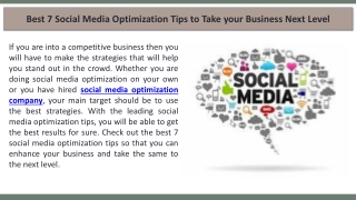 Best 7 Social Media Optimization Tips to Take your Business Next Level