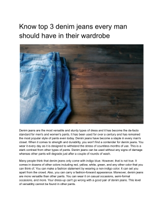 Know top 3 denim jeans every man should have in their wardrobe