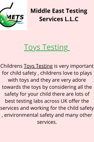 Toys Testing | Metslab-UAE