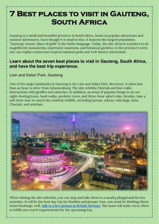 7 Best places to visit in Gauteng, South Africa