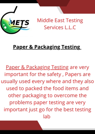 Paper & Packaging Testing | Metslab-Qatar