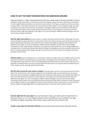 HOW TO GET THE RIGHT RESERVATIONS FOR AMERICAN AIRLINES