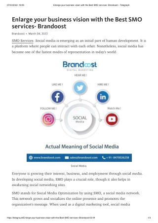 Enlarge your business vision with the Best SMO services- Brandoost