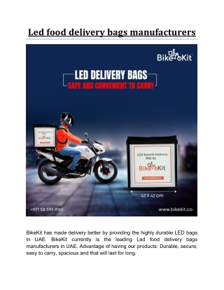 Led food delivery bags manufacturers