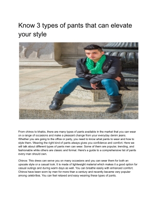 Know 3 types of pants that can elevate your style