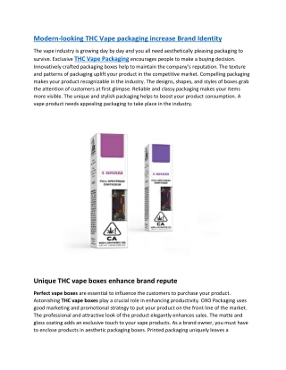 Modern-looking THC Vape packaging increase Brand Identity