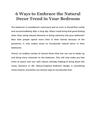 6 Ways to Embrace the Natural Decor Trend in Your Bedroom