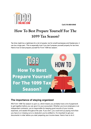 How to best prepare yourself for the 1099 tax season?