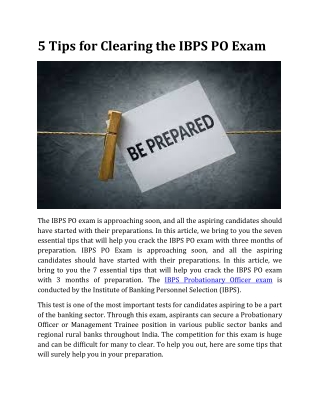 5 Tips for Clearing the IBPS PO Exam