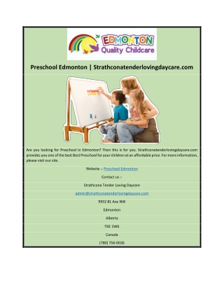 Preschool Edmonton | Strathconatenderlovingdaycare.com