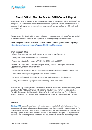 2021 Oilfield Biocides Industry Global Analysis Report